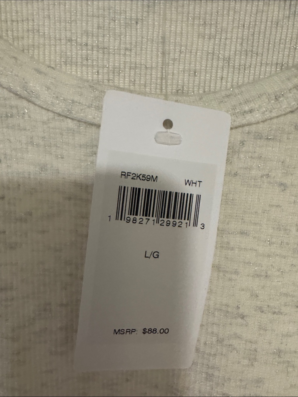 Splendid Ivory Heather Long Sleeve Scoop neck Top NWT - Picture 4 of 8
